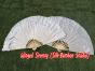 1 Pair white short Chinese silk dance fan, 10cm (4") flutter