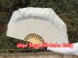 1 Pair white short Chinese silk dance fan, 10cm (4") flutter