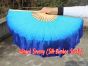 1 Pair turquoise-blue short Chinese silk dance fan, 10cm (4") flutter