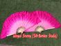 1 Pair light pink-pink short Chinese silk dance fan, 10cm (4") flutter