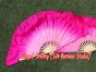 1 Pair light pink-pink short Chinese silk dance fan, 10cm (4") flutter