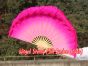 1 Pair light pink-pink short Chinese silk dance fan, 10cm (4") flutter