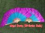 1 Pair turquoise-purple short Chinese silk dance fan, 10cm (4") flutter