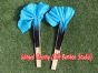 1 Pair black-turquoise short Chinese silk dance fan, 10cm (4") flutter