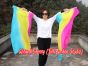 1 pair 1.1m (43") long stripes turquoise-yellow-pink silk fan veils for kids