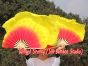 1 Pair red-yellow short Chinese silk dance fan, 30cm (12") flutter