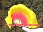 1 Pair red-yellow short Chinese silk dance fan, 30cm (12") flutter