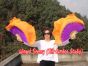 1 Pair purple-orange short Chinese silk dance fan, 30cm (12") flutter