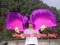 1 Pair pink-purple short Chinese silk dance fan, 30cm (12") flutter