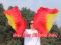 1 Pair yellow-red short Chinese silk dance fan, 30cm (12") flutter