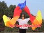 1 pair 2.4m (94") yellow-orange-red-blue belly dance silk fan veils