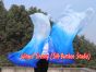 1 pair 1.5m (59") blue fading belly dance silk fan veil