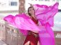 1 pair pink 6 Mommes habotai belly dance silk wing