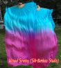 1 pair 1.5m (59") turquoise-pink belly dance silk fan veil