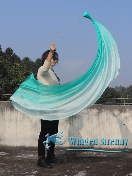 1 Piece peacock green fading 1.8m (70") dance silk veil poi