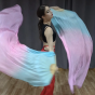 1 pair 1.5m (59") pastel (turquoise-pink-purple) belly dance silk fan veil