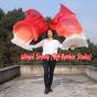 1 pair 1.5m (59") white-red belly dance silk fan veil