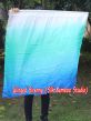 spinning silk flag poi 103cm (40") for Worship & Praise, white-aqua-turquoise-blue