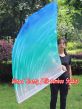 spinning silk flag poi 129cm (51") for Worship & Praise, white-aqua-turquoise-blue