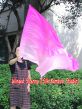 Spinning silk flag poi 174cm (68") for Worship & Praise, long side pink fading