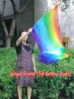 Spinning silk flag poi 174cm (68") for Worship & Praise, long side Rainbow