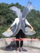 1 pair 1.5m (59") silver belly dance silk fan veil