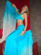 1 pair 1.5m (59") turquoise fading belly dance silk fan veil