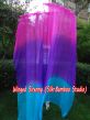 1 pair 1.8m (71") pink-purple-turquoise belly dance silk fan veils