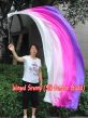 1 Piece long side white-pink-purple 2.3m (90") dance silk veil poi