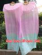 1 pair 1.5m (59") pastel (pink-purple-peacock) belly dance silk fan veil