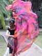 1 piece black+pink+orange tie-dye 5 Mommes belly dance silk veil 