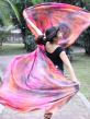 1 piece black+pink+orange tie-dye 5 Mommes belly dance silk veil 