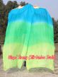 1 pair 1.8m (71") turquoise-green-yellow green belly dance silk fan veils