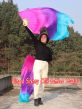 1 pair 1.5m (59") pink-purple-turquoise belly dance silk fan veil