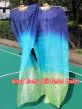 1 pair 1.8m (71") navy blue-aqua-yellow green belly dance silk fan veils