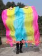 1 pair 1.5m (59") long stripes turquoise-yellow-pink belly dance silk fan veil