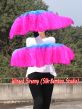 1 Pair turquoise-pink short Chinese silk dance fan, 20cm (8") flutter