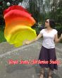 1 pair 1.5m (59") yellow-orange-red belly dance silk fan veil