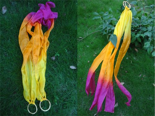 1 piece yellow-orange-pink real silk hand kite runner for kids play