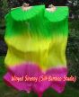 1 pair 1.5m (59") green-yellow-pink belly dance silk fan veil