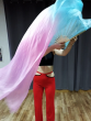 1 pair 1.5m (59") pastel (turquoise-pink-purple) belly dance silk fan veil