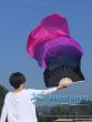 1 pair 1.5m (59") black-purple-pink belly dance silk fan veil