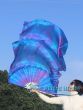 70" x 45" extra large Mermaid Dream belly dance silk fan veil