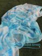 1 pair 1.8m (71") tie-dye belly dance silk fan veil blue+white