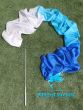 1 piece white-turquoise-blue 2.5m (98") silk worship streamer