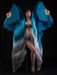 1 pair 1.8m (71") turquoise fading belly dance silk fan veils