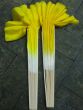 1 Pair white-yellow short Chinese silk dance fan, 10cm (4") flutter