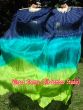 1 pair 1.5m (59") navy blue-aqua-yellow green belly dance silk fan veil