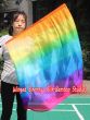 1pc 81cm (32") spinning silk flag poi for Worship & Praise, Rainbow+