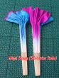 1 Pair white-turquoise/fuchsia short Chinese silk dance fan, 10cm (4") flutter